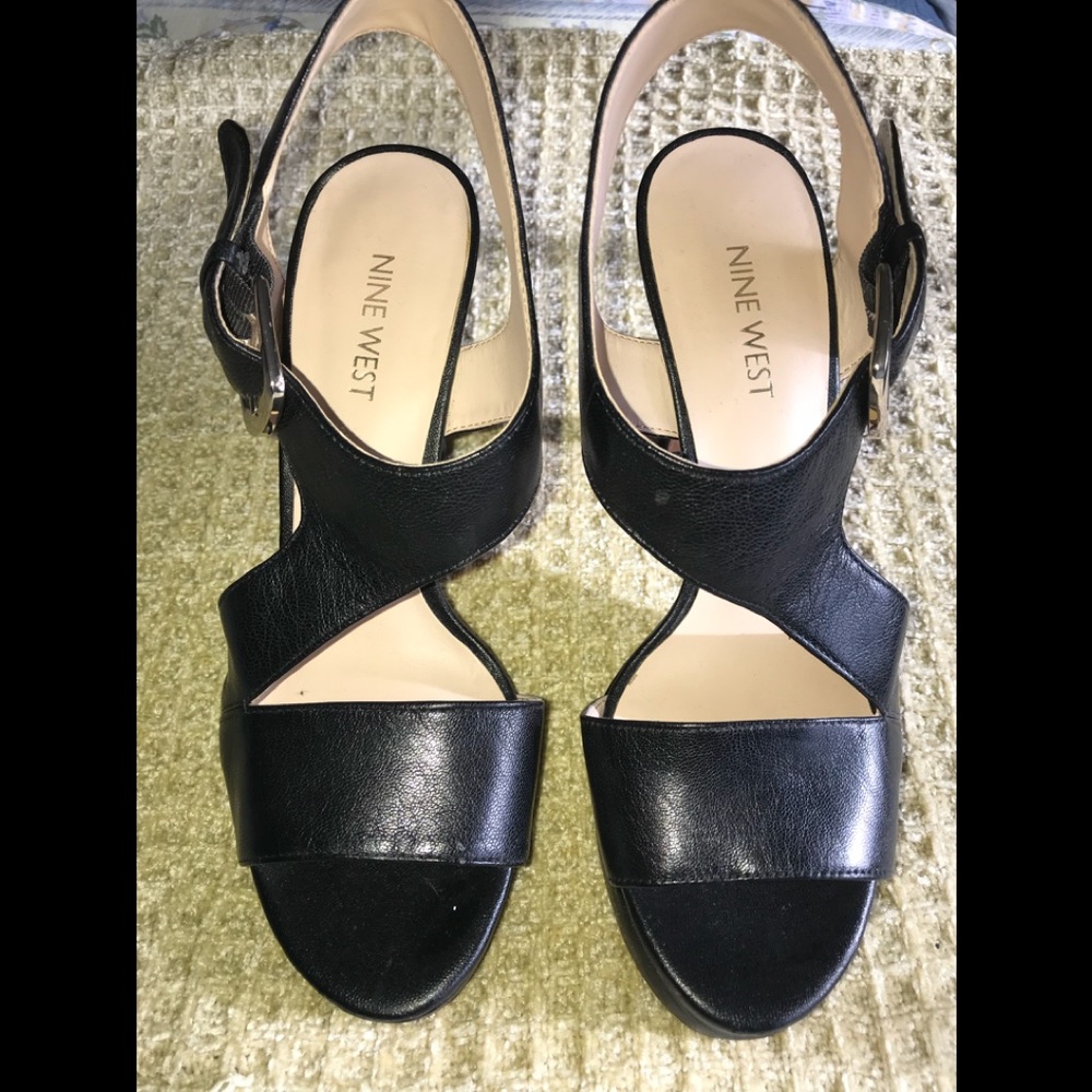 Nine West Black Platform Sandals, Size 6.5